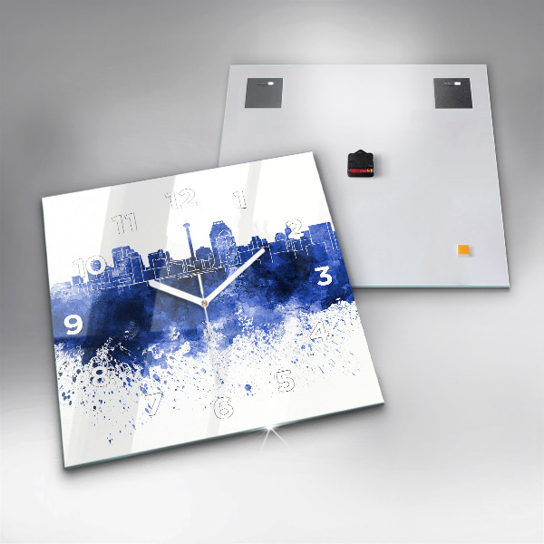 Square glass wall clock San Antonio Watercolors