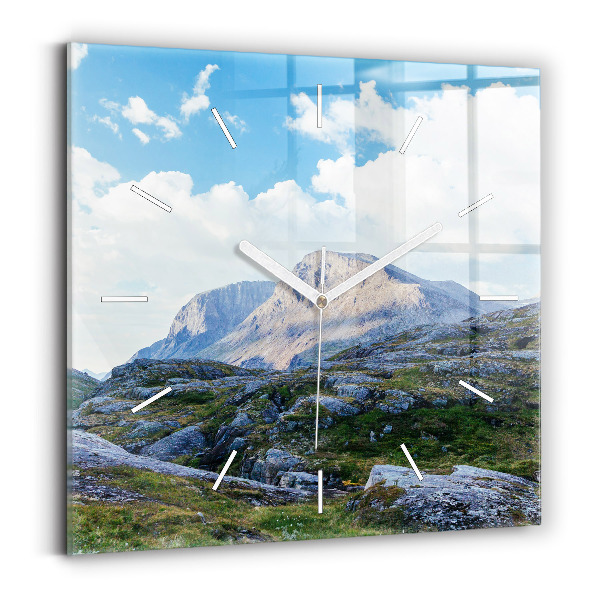 Square glass wall clock Rocky Landscape