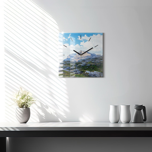 Square glass wall clock Rocky Landscape