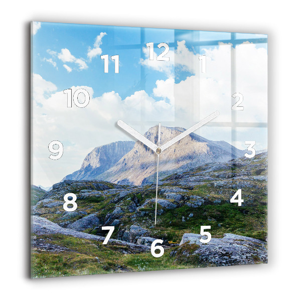 Square glass wall clock Rocky Landscape