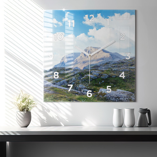 Square glass wall clock Rocky Landscape