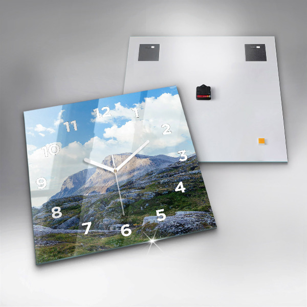 Square glass wall clock Rocky Landscape