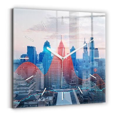 Square glass wall clock Skyscrapers in Philadelphia