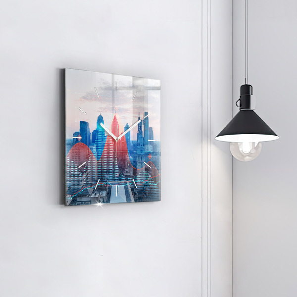 Square glass wall clock Skyscrapers in Philadelphia