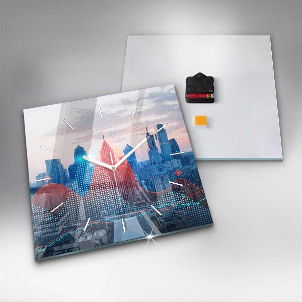 Square glass wall clock Skyscrapers in Philadelphia