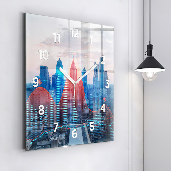 Square glass wall clock Skyscrapers in Philadelphia