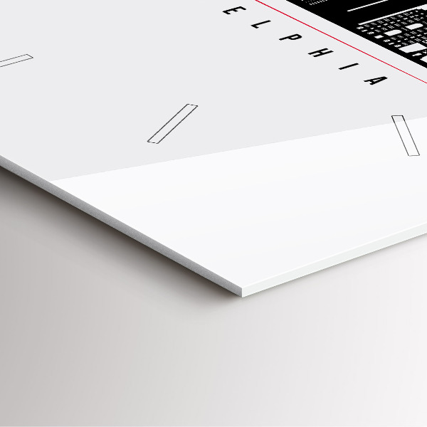 Square glass wall clock Philadelphia illustration