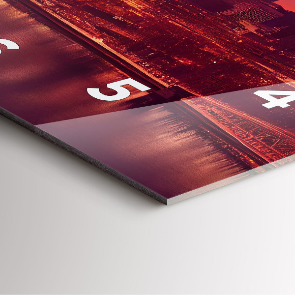 Square glass wall clock Philadelphia City at Night