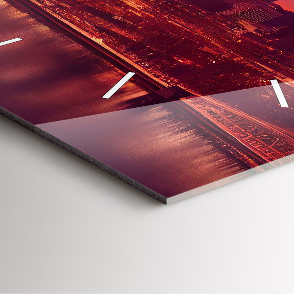 Square glass wall clock Philadelphia City at Night