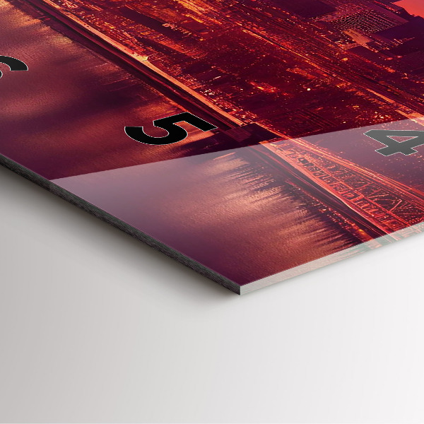 Square glass wall clock Philadelphia City at Night