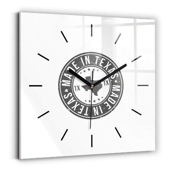 Square glass wall clock Texas stamp