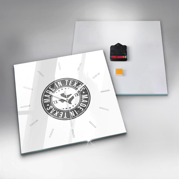 Square glass wall clock Texas stamp