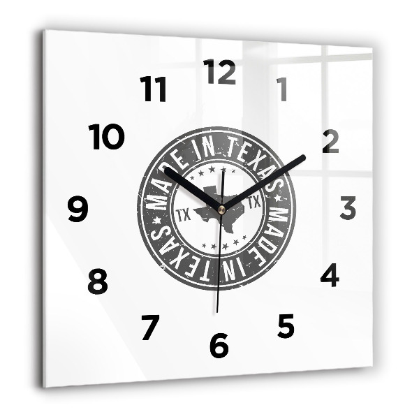 Square glass wall clock Texas stamp