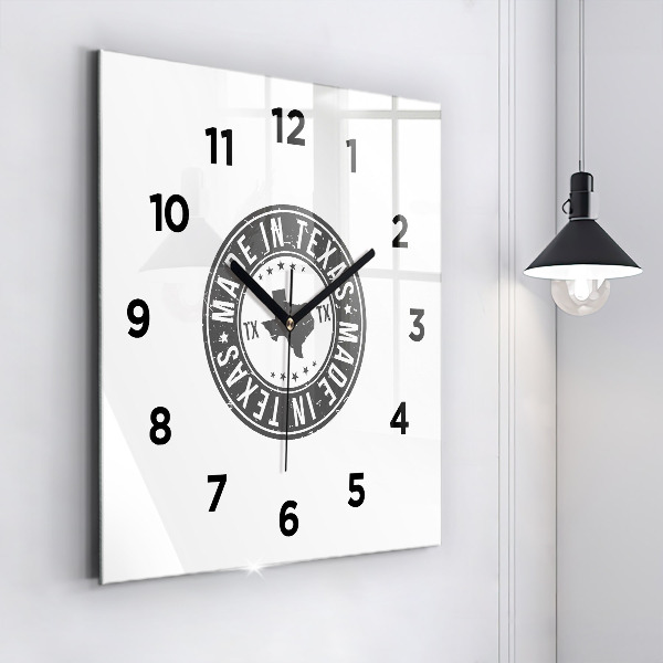 Square glass wall clock Texas stamp