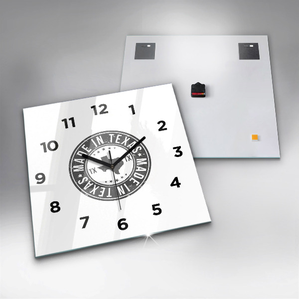 Square glass wall clock Texas stamp