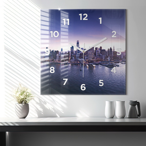 Square glass wall clock View of San Francisco