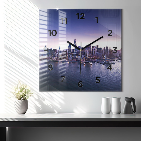Square glass wall clock View of San Francisco