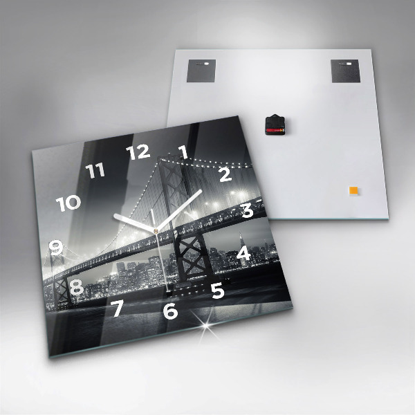 Square glass wall clock San Francisco Bridge at Night