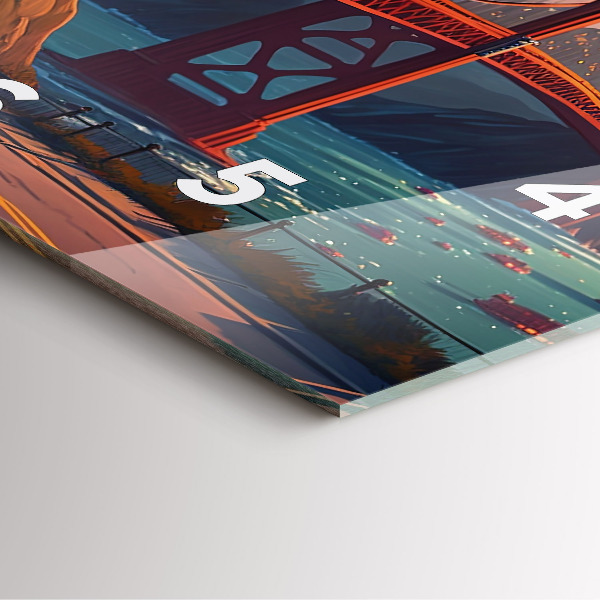 Square glass wall clock San Francisco Bridge