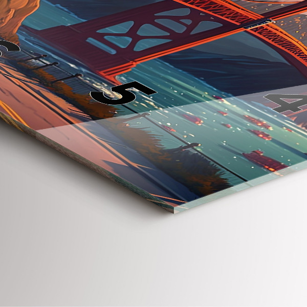 Square glass wall clock San Francisco Bridge