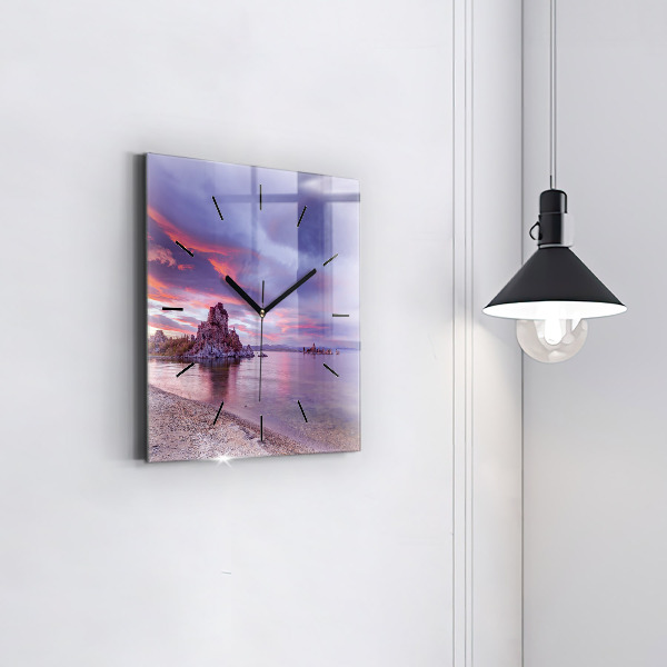 Square glass wall clock California Sunrise