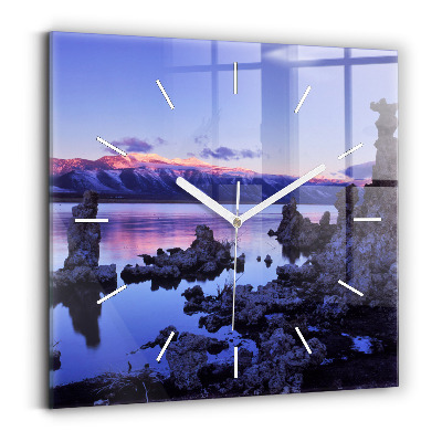 Square glass wall clock Lake California