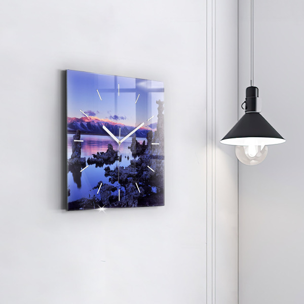 Square glass wall clock Lake California