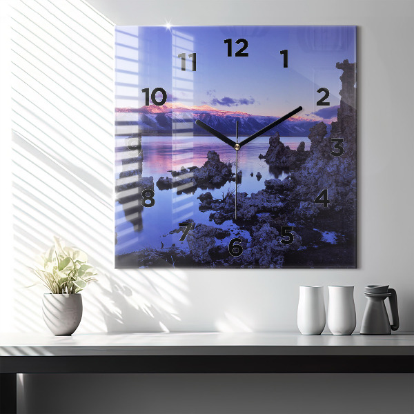 Square glass wall clock Lake California