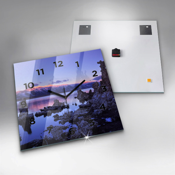 Square glass wall clock Lake California