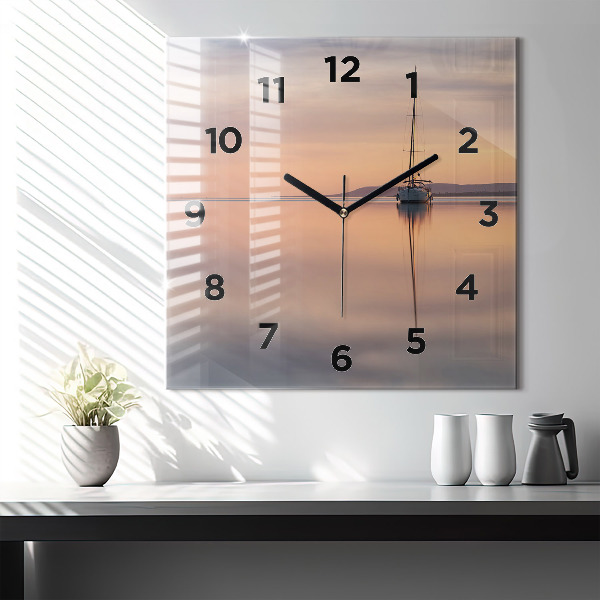 Square glass wall clock Lake Balaton USA