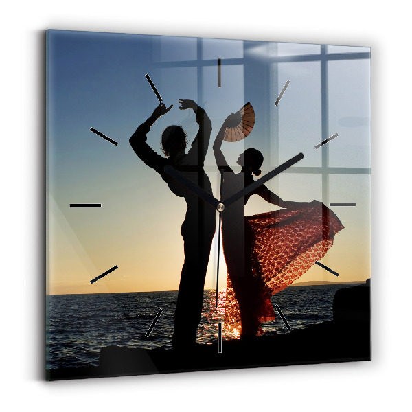 Square glass wall clock Spanish Dance at Sea