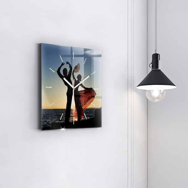 Square glass wall clock Spanish Dance at Sea