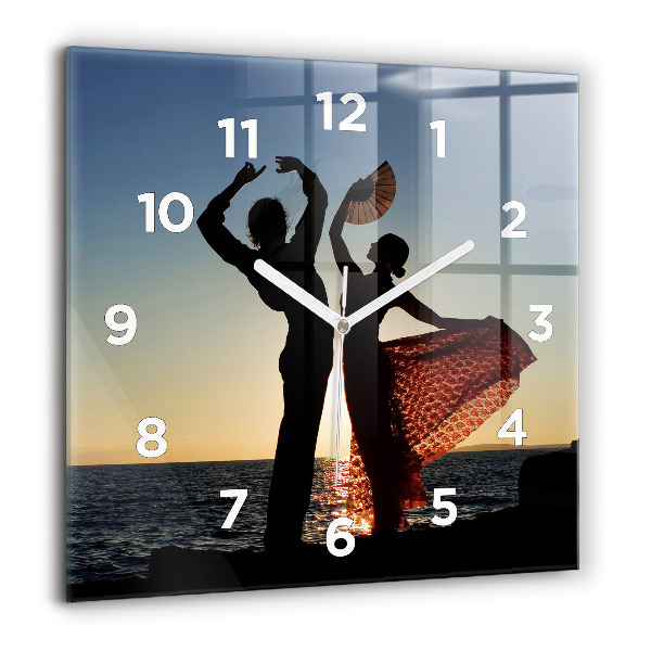 Square glass wall clock Spanish Dance at Sea