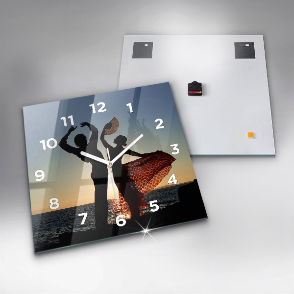 Square glass wall clock Spanish Dance at Sea