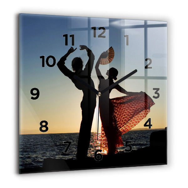 Square glass wall clock Spanish Dance at Sea