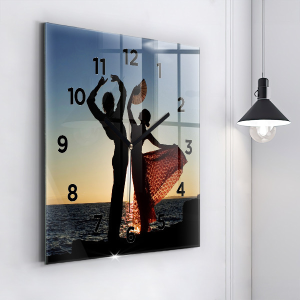 Square glass wall clock Spanish Dance at Sea