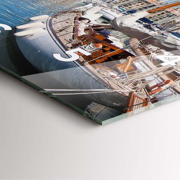 Square glass wall clock Marina in Marseille France