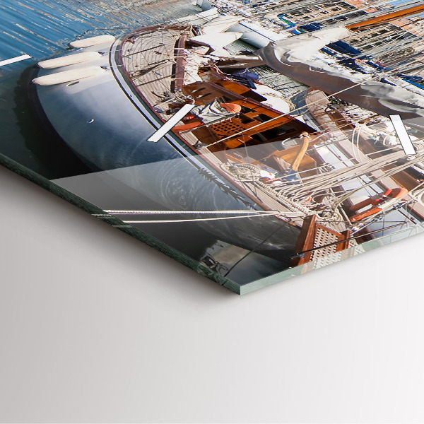 Square glass wall clock Marina in Marseille France