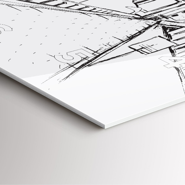 Square glass wall clock Drawing of the city of Provence