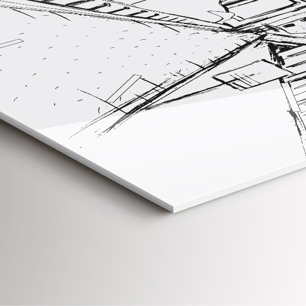 Square glass wall clock Drawing of the city of Provence