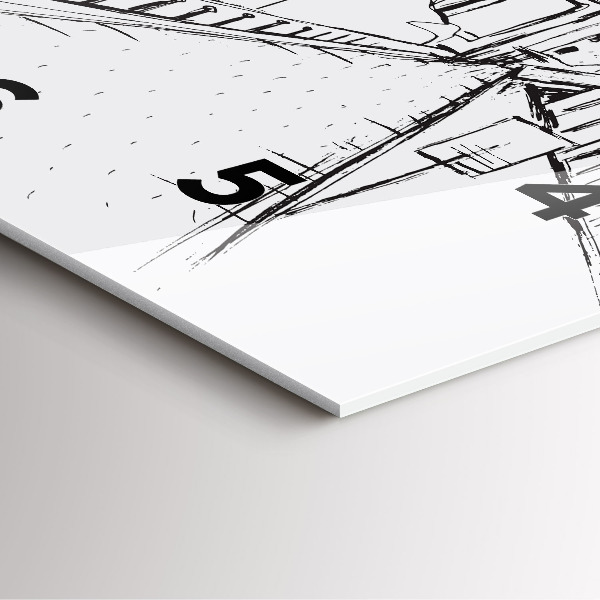 Square glass wall clock Drawing of the city of Provence