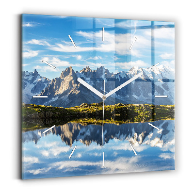 Square glass wall clock Chamonix Valley, French Alps