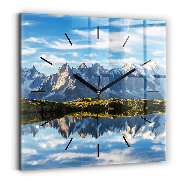 Square glass wall clock Chamonix Valley, French Alps