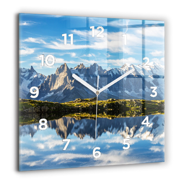 Square glass wall clock Chamonix Valley, French Alps