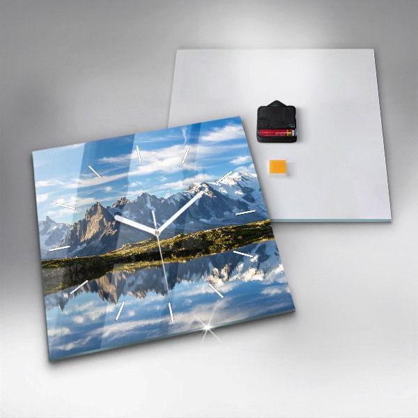 Square glass wall clock Chamonix Valley, French Alps