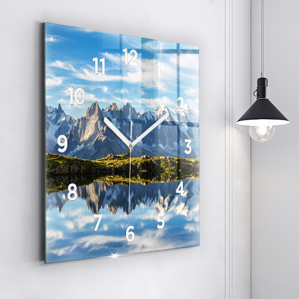 Square glass wall clock Chamonix Valley, French Alps