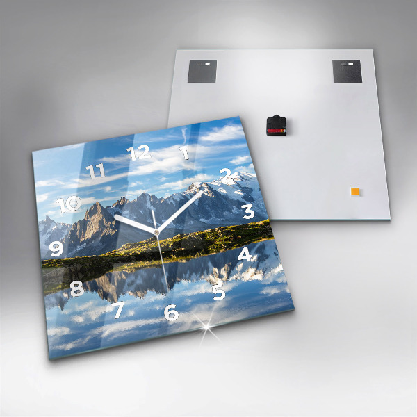 Square glass wall clock Chamonix Valley, French Alps