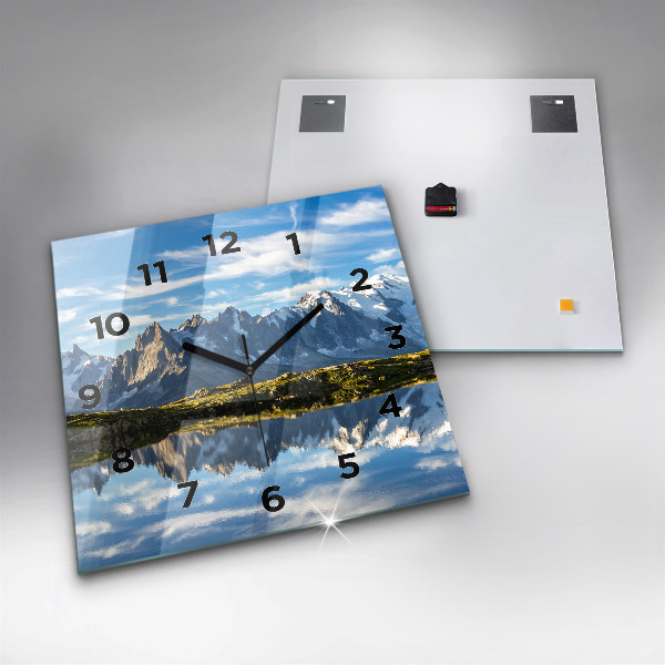 Square glass wall clock Chamonix Valley, French Alps