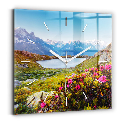 Square glass wall clock Mont Blanc Glacier Chamonix