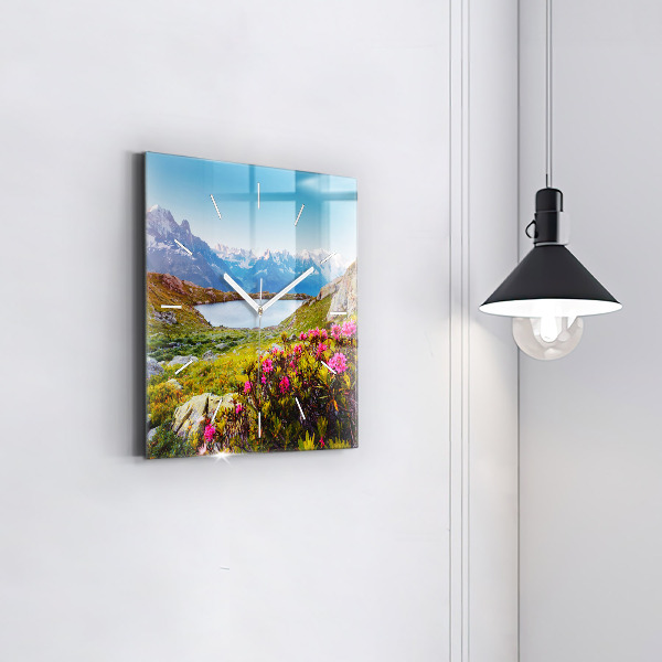 Square glass wall clock Mont Blanc Glacier Chamonix